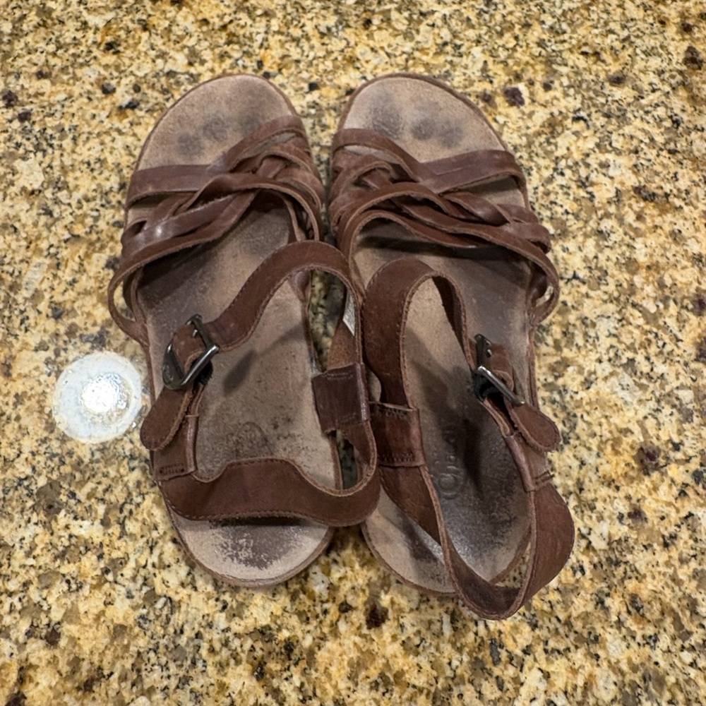 Chaco Fallon Pinecone Brown Leather Sandals Ankle Strap Podiatrist Approved 7 - Picture 8 of 10